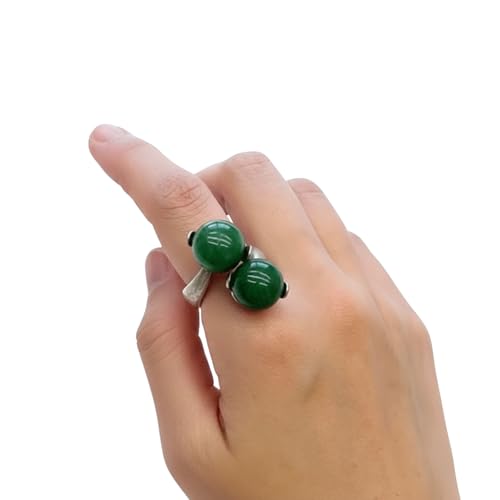 Korean Style Gemstone Hanbok Ring for Women – Adjustable Cherry Ring Traditional Korean Jewelry, Gift Box Option, Fashion Accessory for Daily & Special Occasions - color: Green