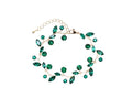 Faship Gorgeous Rhinestone Crystal Floral Necklace Earrings Set - color: Green / Rose gold plated / Matching Bracelet