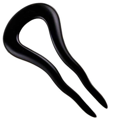 Camila Paris CP2670 French Twist Stick Clip Pins, Black, Wavy Hair Pin U-Shaped Hair Fork for Girls Spiral Updo Chignon Bun Holder, Fashion Flexible Styling Hair Accessories for Women, Made in France - color: 2-Prong Black