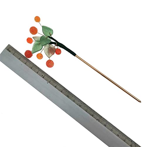 Orange Agate Hairpin Hair Stick Kanzashi for Kimono Hanfu Bride Ancient Costume Hair Accessories Cosplay Gift