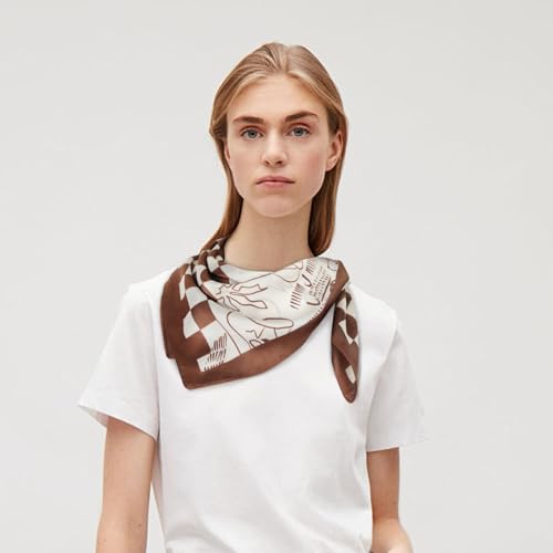 Relang Fashion Silk Satin Head Scarf for Women Hair Bandana Hair Scarf Wrap Neck Scarf for Women 27.5×27.5 inches - color: Beach Chessboard Brown