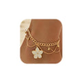 Fashion Layered Flower Charm Anklet for Women Golden Cuban Link Chain Tassel Waterproof Ankle Bracelet Adjustable Beach Vacation Foot Jewelry Summer Accessories - color: White floral