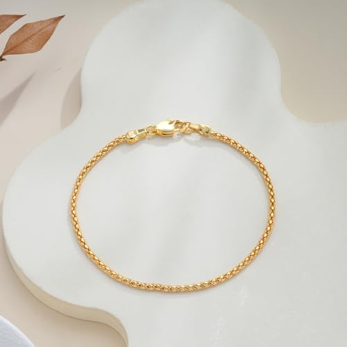 S925 Sterling Silver Popcorn Bracelets for Women - Sterling Silver Popcorn Chain Bracelet Handmade Jewelry Gold Bracelets for Women 6.5/7/7.5/8 Inch - size: 8"