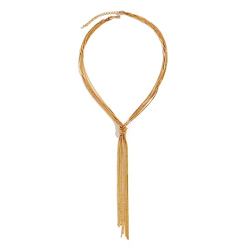 PLOUTOS Chunky Gold Knot Choker Necklace for Women Adjustable Double Snake Chain Design Bold Statement Fashion Jewelry Accessory For Party Daily Wear Gift - color: Gold B