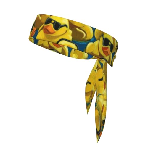 Sports Head Tie Westie Dogs Beach Summer Tropical Tie Sweatband Headband Men Women Elastic Bandana Adjustable Non-Slip Moisture Wicking for Running Football Yoga Workout Athletic Hair Ninja Head Band - color: Rubber Duck Painting