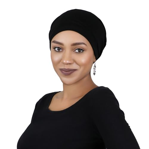 Hats Scarves & More Bamboo Slouchy Beanie for Women Chemo Headwear Moisture Wicking Cancer Turban Head Wrap Snood - color: Black