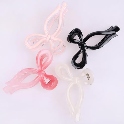 4 Pcs Bow Hair Clips Elegant Hair Claw Butterfly Hair Accessories for Girls Nonslip Butterfly Clips Hair Grips Styling Accessories for Women - color: 4 Pcs-Sweet Style