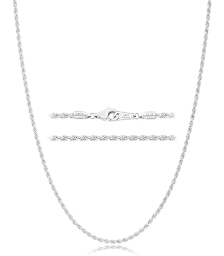 Gacimy 925 Sterling Silver Rope Chain for Women Men, 1.2mm 1.5mm 1.8mm Width 16 18 20 22 24 Inches Length - size: 24 Inches, style: 1.8MM-Width