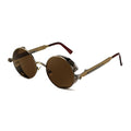 FEISEDY Retro Gothic Steampunk Sunglasses Round Metal Frame Punk Circle Inspired Shade Men B1857 - color: Bronze/Tea