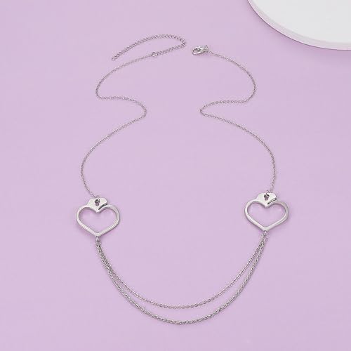 Layered Silver Waist Belly Chain Vintage Love Heart Body Chain Hollow Heart Bikini Body Chain Boho Beach Waist Chain Rave Party Prom Body Accessory Jewelry for Women Girls