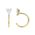 PAVOI 925 Sterling Silver Huggie Half Hoop Earrings | Hypoallergenic Minimalist Tiny Cartilage Earring - style: Pear