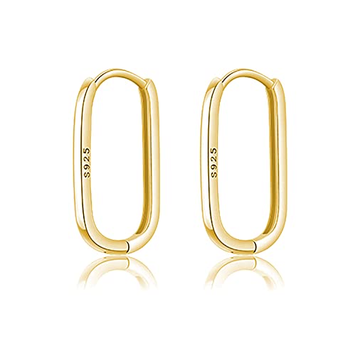 Reffeer 925 Sterling Silver U Hoop Earrings for Women Teens Minimalist Square Hoop Earrings U Huggie Earrings - color: B-Yellow