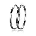EXGOX Silver Hoop Earrings for Women - Sterling Silver & 14K Gold Plated - Hypoallergenic 925 Silver - Big Hoop Earrings (30/40/50/60/70mm) - color: 4MM Wide-Black 60mm
