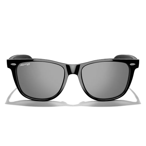 MERRY'S Classic Square Shape Polarized Sunglasses for Womens Mens Retro Designer UV400 Sun Glasses S6140 - color: Black Frame/Silver Mirror Lens
