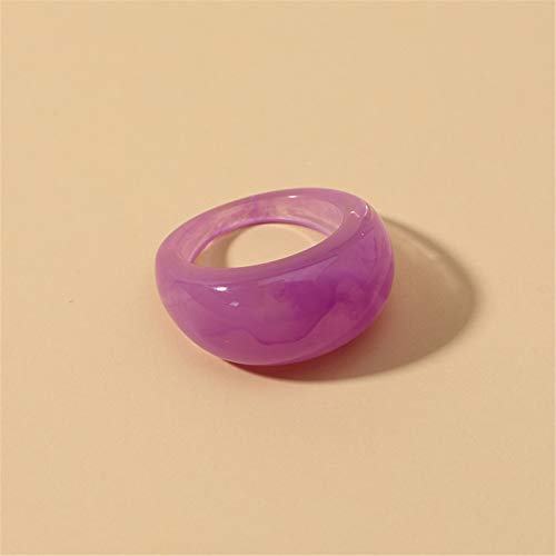 Set Resin Colorful Wide Thick Dome Knuckle Finger Stackable Joint Ring Retro Acrylic Transparent Vintage Jewelry Party Elegant Handmade Gift Diameter 18mm Stylish Bold - color: 12pcs