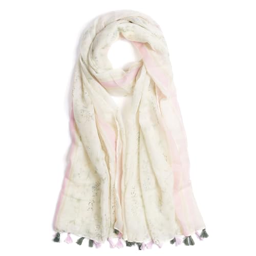 QIUTIMIY Scarf for Women Lightweight Soft Floral Leopard Printed Scarves Fall Winter Fashion Shawl Wrap with Fringe - color: Flower-purple Green