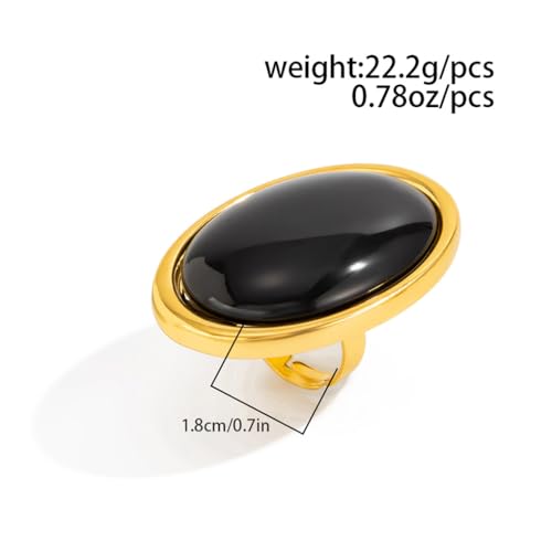 Gold Black Chunky Statement Rings for Women,Vintage Boho Oval Geometric Resin Knuckle Ring,Dainty Wedding Festival Jewelry Gift