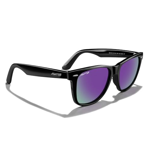 MERRY'S Classic Square Shape Polarized Sunglasses for Womens Mens Retro Designer UV400 Sun Glasses S6140 - color: Black Frame/Purple Mirror Lens