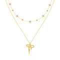 KSF Gold Lariat Necklace for Women Y Shaped Layered CZ Drop Chain | Y shaped necklace; Layered CZ detail; Long lariat style; Gift for her - color: Gold-13