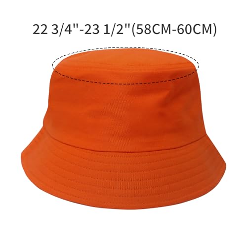 NPJY Bucket Hat for Women Men Cotton Summer Packable Sun Beach Fishing Hats Travel Cap - color: Plain Orange