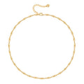 Aobei Pearl 18K Gold Plated Paperclip Chain Choker Satellite Chain Freshwater Cultured Biwa Pearl Pendant Necklace Dainty Turquoise Jewelry for Women - color: Paperclip & Infinity Link Chain