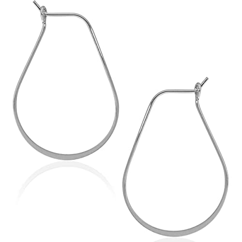 Oval Threader Hoop Earrings for Women - Lightweight Thin Teardrop Earring Hoops - 14k Gold, Rose or 925 Sterling Silver Plated - color: 1.4" inch - 925 Sterling Silver Plated