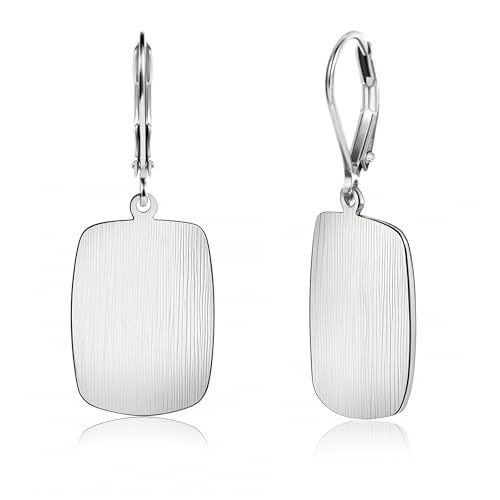 14K Gold Dangle Earrings for Women，Lightweight Circle Disc Coin Geometric Flat Brushed Drop Earrings, Hypoallergenic Leverback Earrings Jewelry - color: B-Silver