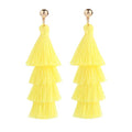 BaubleStar Tassel Earrings Handmade Tiered Thread Tassel Dangle Earrings, Multi Colors - color: Chartreuse