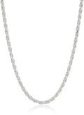 Amazon Essentials Sterling Silver Diamond Cut Rope Chain Necklace - color: Silver, size: 14"