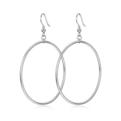 POPLYKE Sterling Silver/Rose Gold/Gold Plated Large Hoop Earrings Circle Dangle Drop Earrings for Women 40 50 60 70 80mm - color: silver hoop, size: 30mm