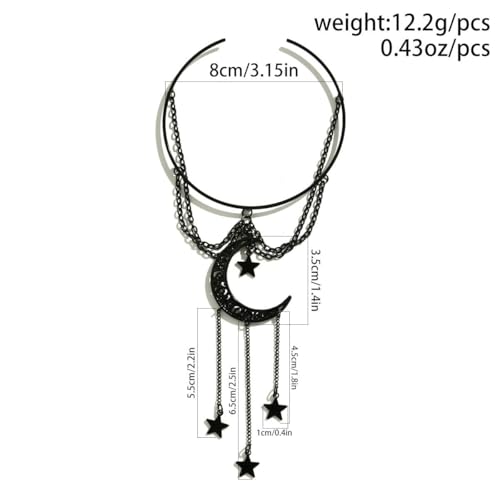 Dainty Black Upper Arm Cuff Bracelet for Women, Gothic Halloween Sexy Lace Harness Armlet Adjustable Upper Arm Chain Bangle Arm Band for Women - color: Moon