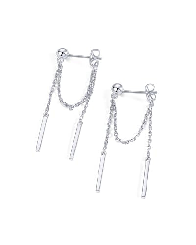 PAVOI 18K Gold Plated 925 Sterling Silver Posts Drop Dangle Chain Earrings for Women | Dangling Chain Studs | Cubic Zirconia Ball Threader Earscapes Earrings - style: Ball