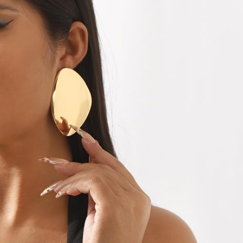 Statement Earrings for Women Big Earrings Large Statement Earrings Chunky Irregular Geometric Drop Dangle Earrings Oval Round Pebble Shape Earrings Chunky Jewelry - style: style gold