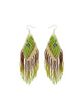 Handmade Seed Beaded Earrings, Lightweight Boho Fringe Dangle Earrings, Glass Bead Drop Jewelry for Everyday Wear & Party, Women Gifts - color: Evil Eye