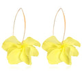 Exaggerated Bohemian Resin Rose Flower Petal Dangle Drop Earrings Long Acrylic Tiered Floral Tassel Earring for Women - color: Light Yellow