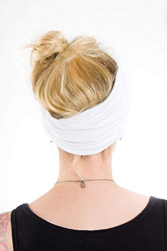 Twist Headband Extra Wide Scrunch Turban (White) - color: White