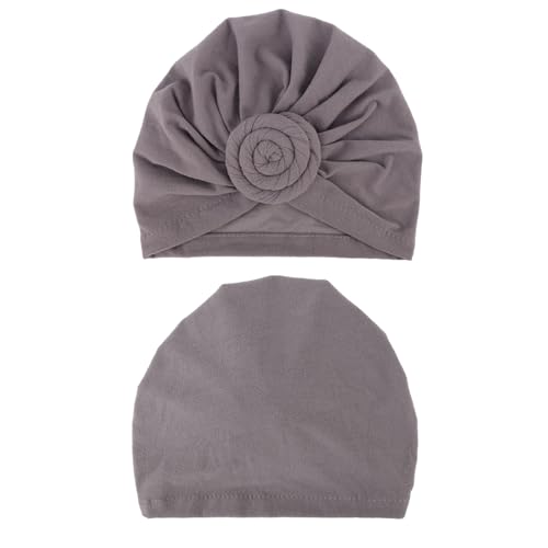DRESHOW 5 Pack Knotted Headwraps for Women African Turban Pre-Knotted Beanie Headwraps Hair Covers - color: 5 Pack Donuts: White/Tan/Pink/Grey/Black