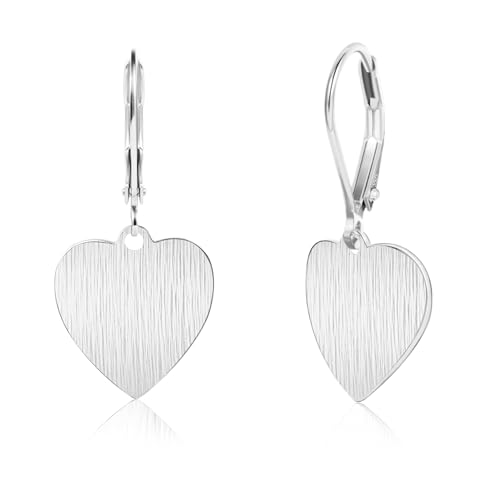 14K Gold Dangle Earrings for Women，Lightweight Circle Disc Coin Geometric Flat Brushed Drop Earrings, Hypoallergenic Leverback Earrings Jewelry - color: D-Silver