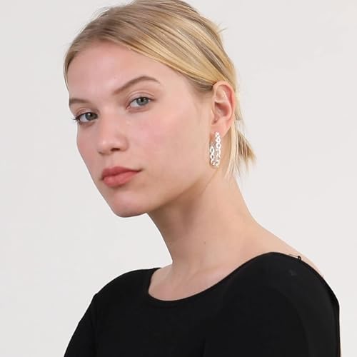 Senteria 925 Sterling Silver Post Hoops Earrings for Women Lightweight Twisted Hoop Earrings With Cubic Zirconia Hypoallergenic Silver Hoops Earrings (20/30/40/50/60MM) - color: silver-50mm