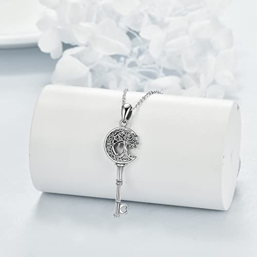 ONEFINITY Tree of Life Necklace 925 Sterling Silver Abalone Shell Celtic Knot Pendant Necklace for Women Jewelry - style: key tree of life