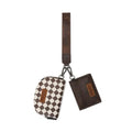 Wrangler KeyChain Wallet Checkered Wristlet Wallets for Women Western Dual Pouch Wristlet Credit Card Holder Wallet - color: Checkered Coffee