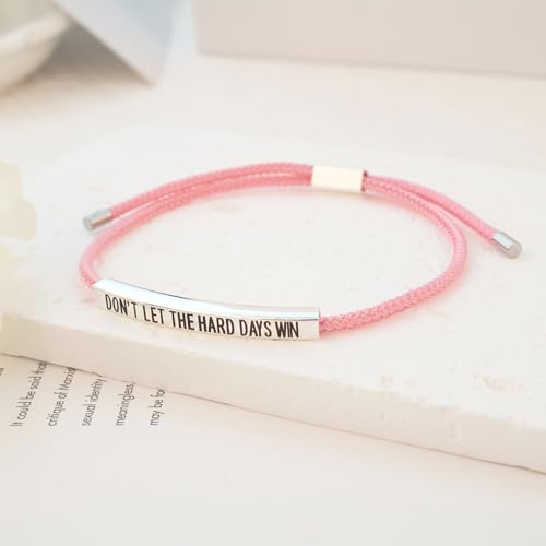 LINY Inspirational Gifts for Women Men, Dont Let The Hard Days Win Gifts, Motivational Inspirational Tube Bracelets Friendship Birthday Meaningful Gift for Friends Female - color: Dont Let-Tube Pink+Silver
