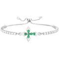 VIBILIA Bracelets for Women, Cross Bracelets for Women Trendy, Dainty Tennis Bracelet, Catholic Gift for Mom Daughter Wife Sister Friend, Communion Gift on Birthday Valentine's Day Easter Mother's Day - color: J. Silver-Green