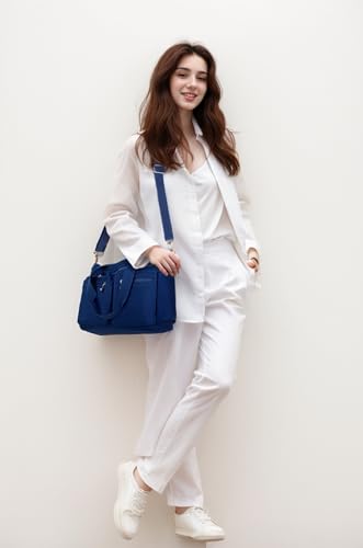 Tote Bag for Women Canvas Handbags for Woman Crossbody Bags with Multiple Pockets - color: Dark Blue