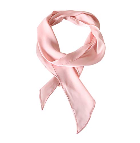 GERINLY Solid Color Long Neckerchief Pure Skinny Scarf Necktie for 50's Costume Party Wedding Cosplay Accessory Headband - color: Pink