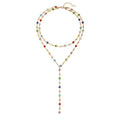 KURTCB Rhinestone Necklace for Women Boho Long Y Lariat Gold Necklace Stack Colorful Summer Beach Jewelry - color: Multicolor Layered
