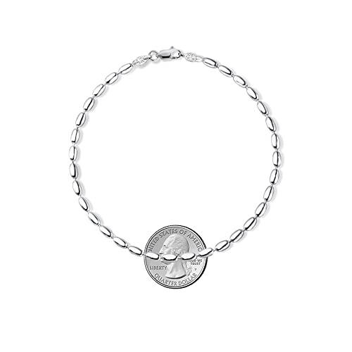 Savlano 925 Sterling Silver Oval Rice Bead Strand Chain Bracelet For Women - Made in Italy Comes Gift Box - style: 4MM