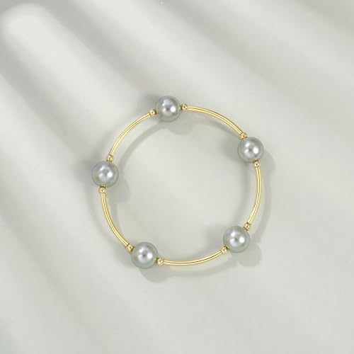 Elegance 11 designs 10mm Crystal White Pearl Blessing Bracelet - style: style-grey