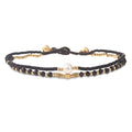 Made by Nami Boho Surfer Anklet Waterproof & Adjustable Beaded Anklets for Women Beachy Ankle Bracelet Made from Waxed Cotton Rope and Beads for Summer and Hippie Style - color: Black Pearl