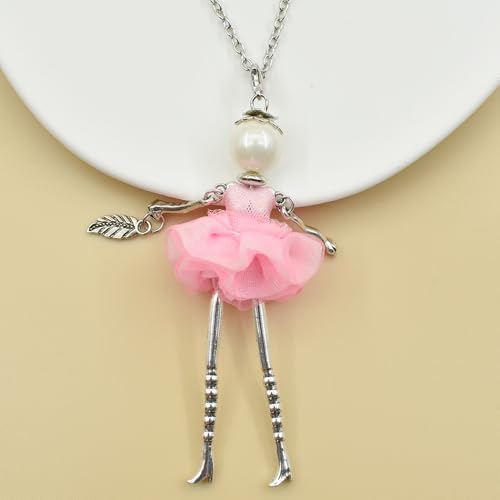 Crystal Paris Doll Necklace for Women, Handmade Cute Dress Long Chain Pendant Necklace Prom Costume Jewelry - style: 21